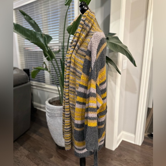 BELTED Chunky Knit Long Cardigan Striped ALPACA WOOL Elizabeth & James size M/L - Picture 6 of 14